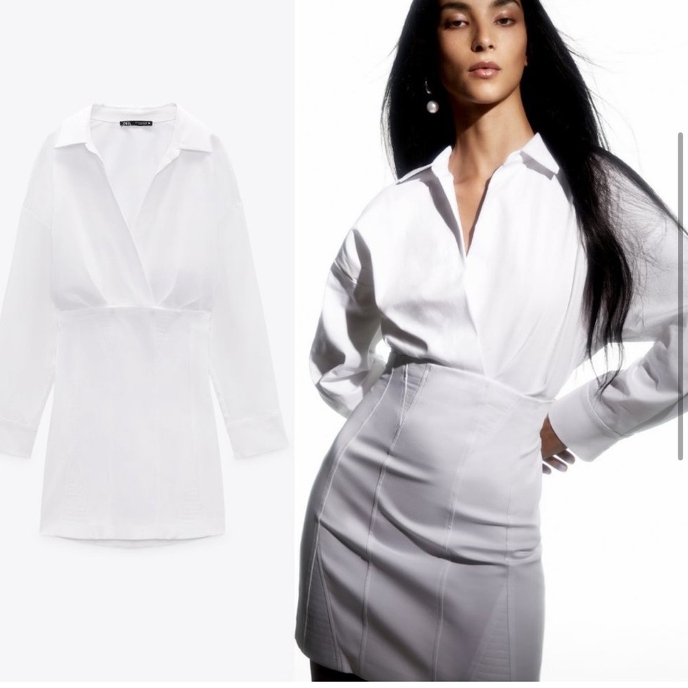 ZARA White cotton Poplin dress